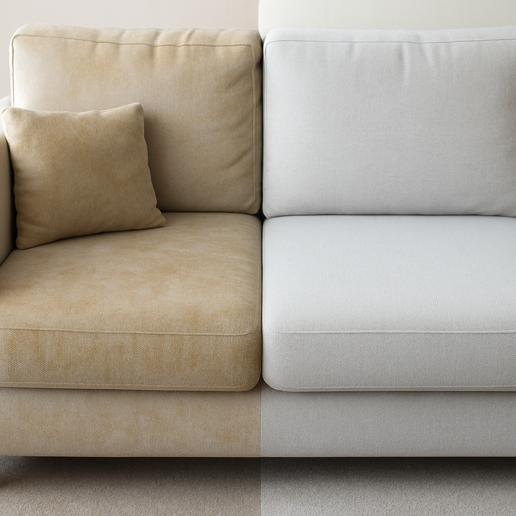 sofá dividido limpo vs. sujo